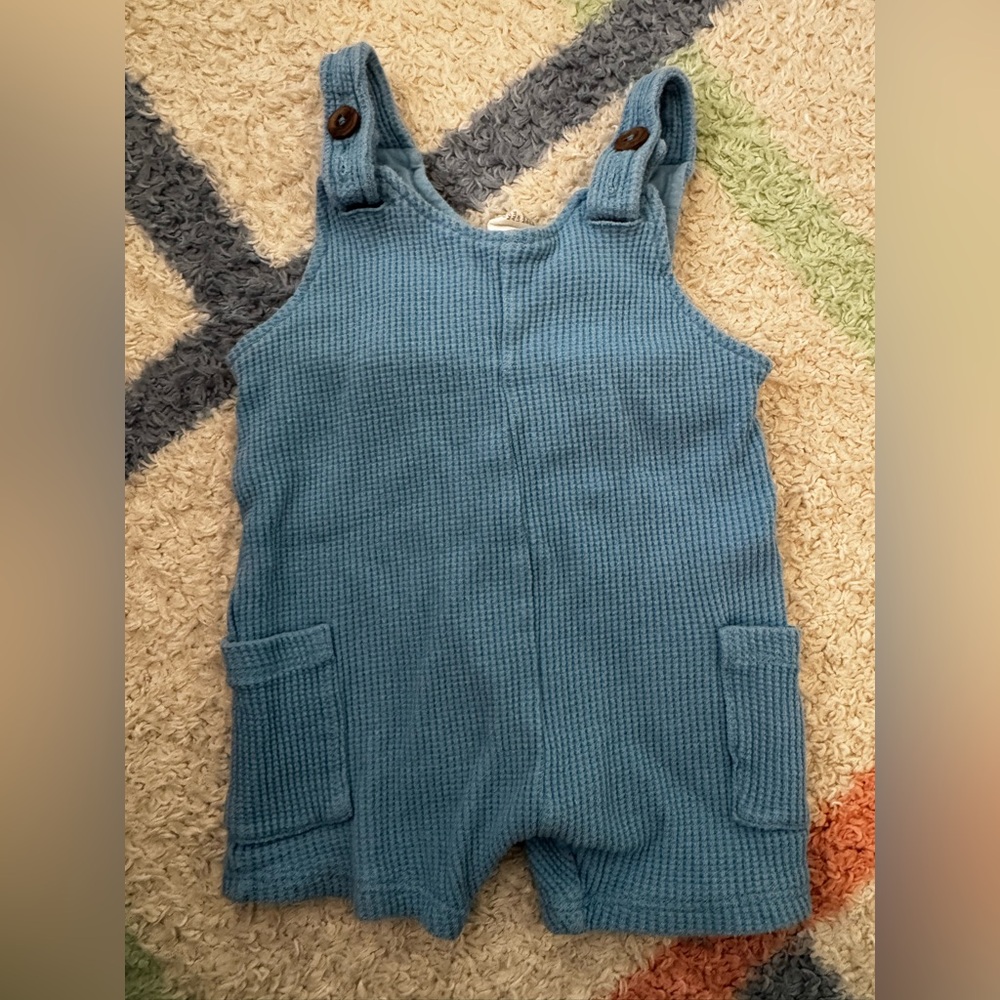 Baby Blue Knit Romper Overalls